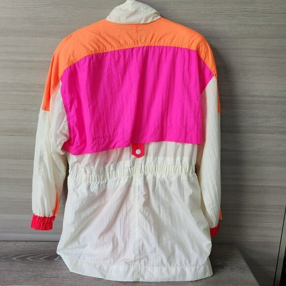 East West Vintage Jacket Large Neon Pink Long Sleeve Nylon Zip Colorful Y2k - Picture 15 of 16